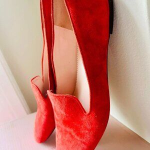 J. Crew Womens Suede Smoking slippers Fiery Sunset size 8.5 M